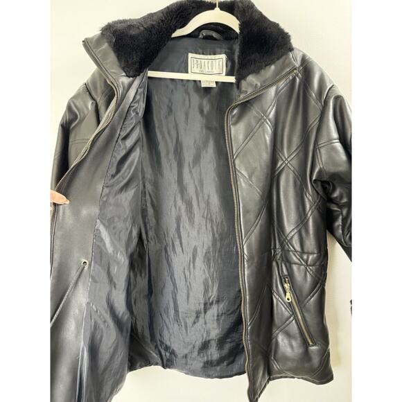 Vintage BB Dakota Black Mobwife Gothcore Vegan Fur & Leather Mid Length Jacket S - Picture 4 of 6